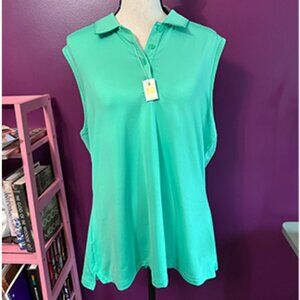 NWT Adidas Mint Green Aqua Green Sleeveless Golf Shirt | XL